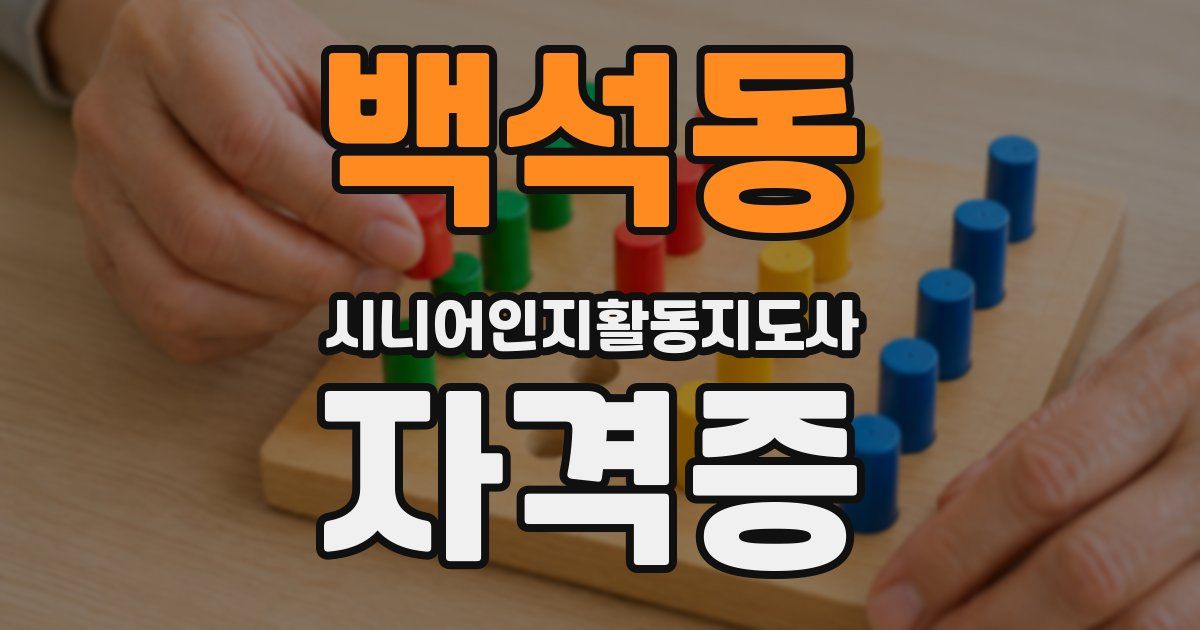 백석동 시니어인지활동지도사 자격증