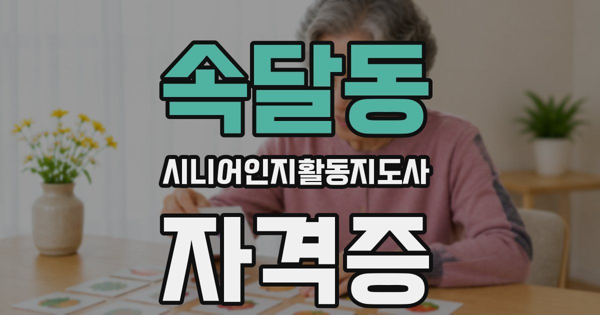 속달동 시니어인지활동지도사 자격증