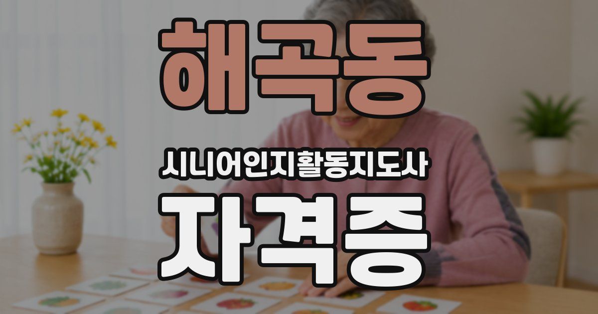 해곡동 시니어인지활동지도사 자격증