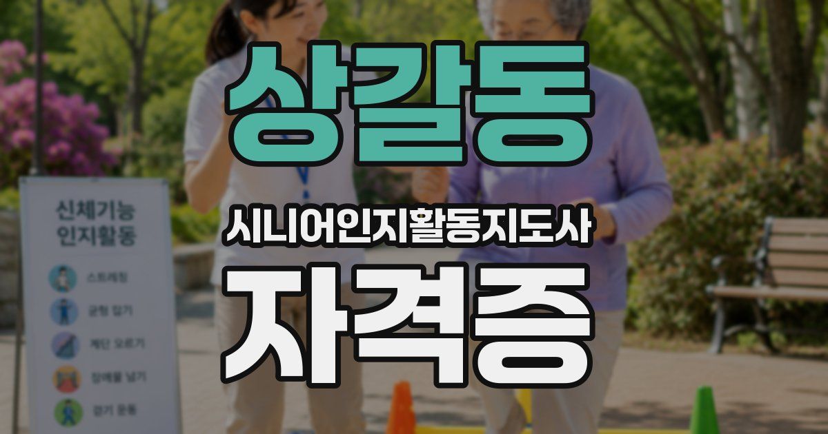 상갈동 시니어인지활동지도사 자격증