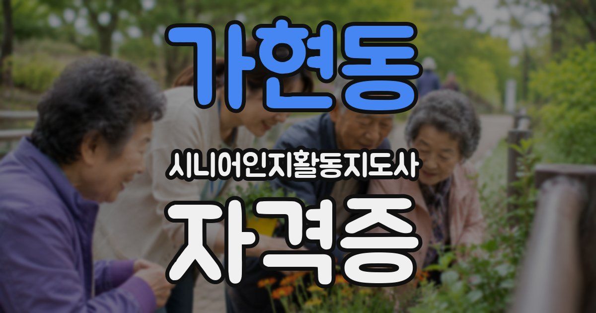 가현동 시니어인지활동지도사 자격증