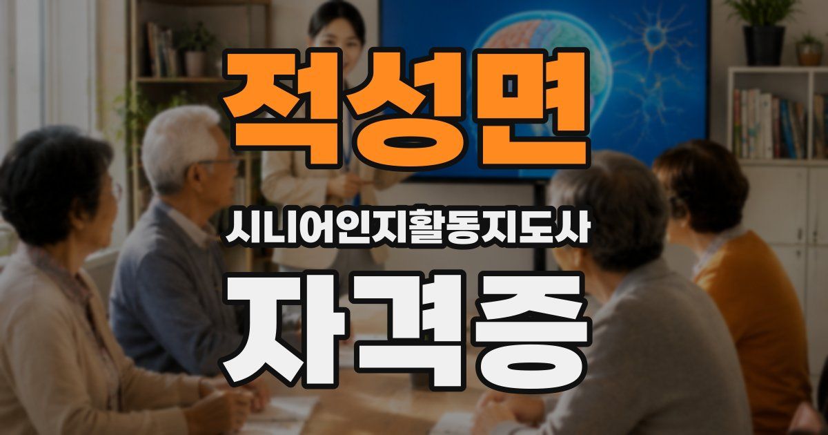 적성면 시니어인지활동지도사 자격증