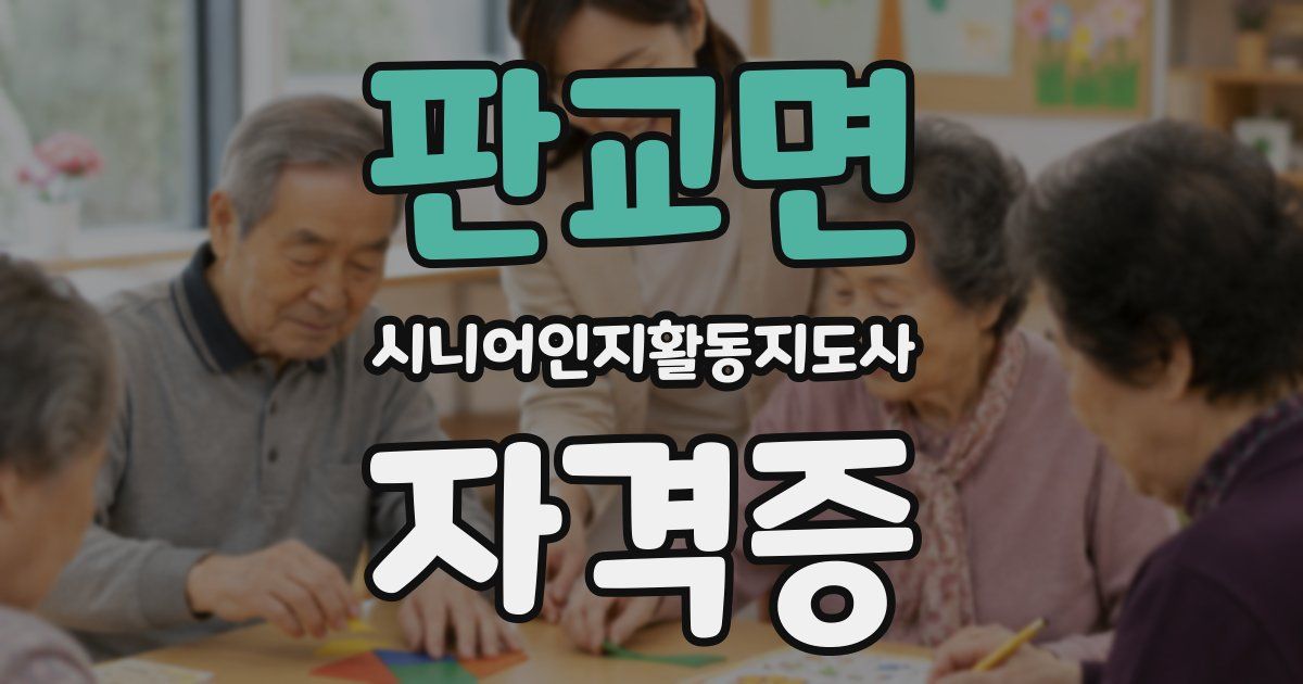 판교면 시니어인지활동지도사 자격증