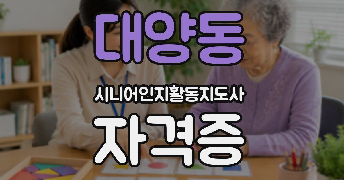 대양동 시니어인지활동지도사 자격증