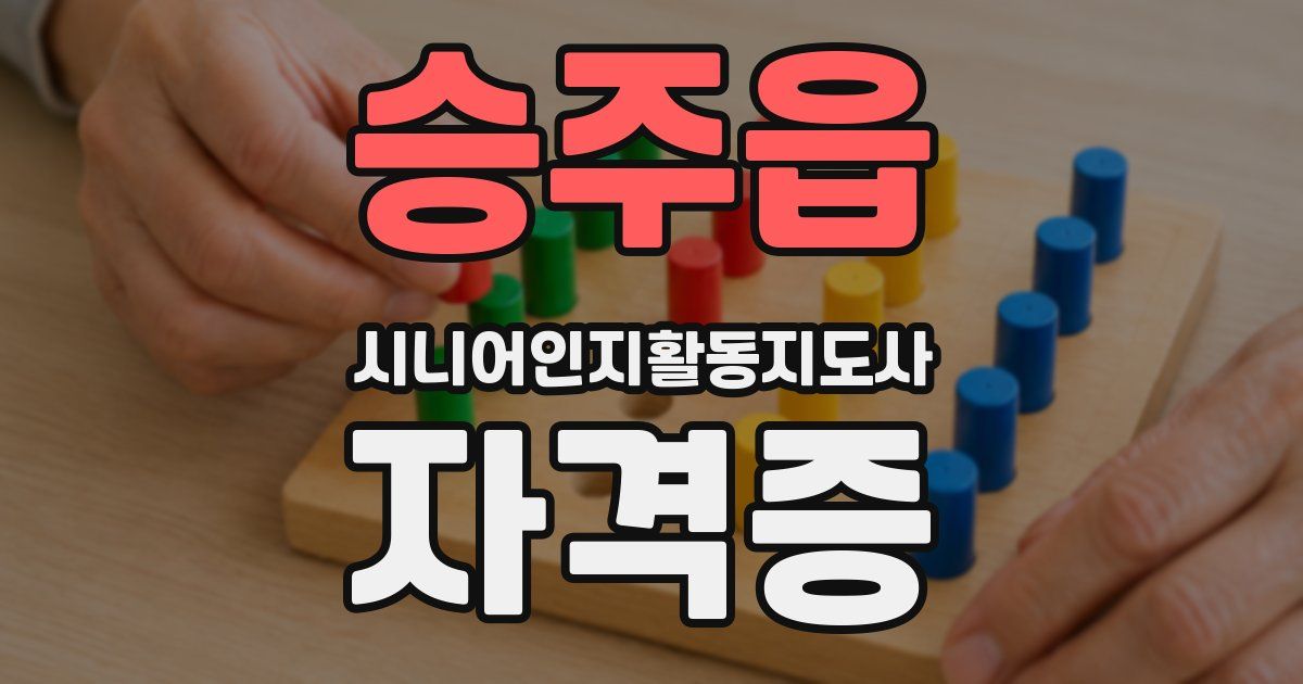 승주읍 시니어인지활동지도사 자격증