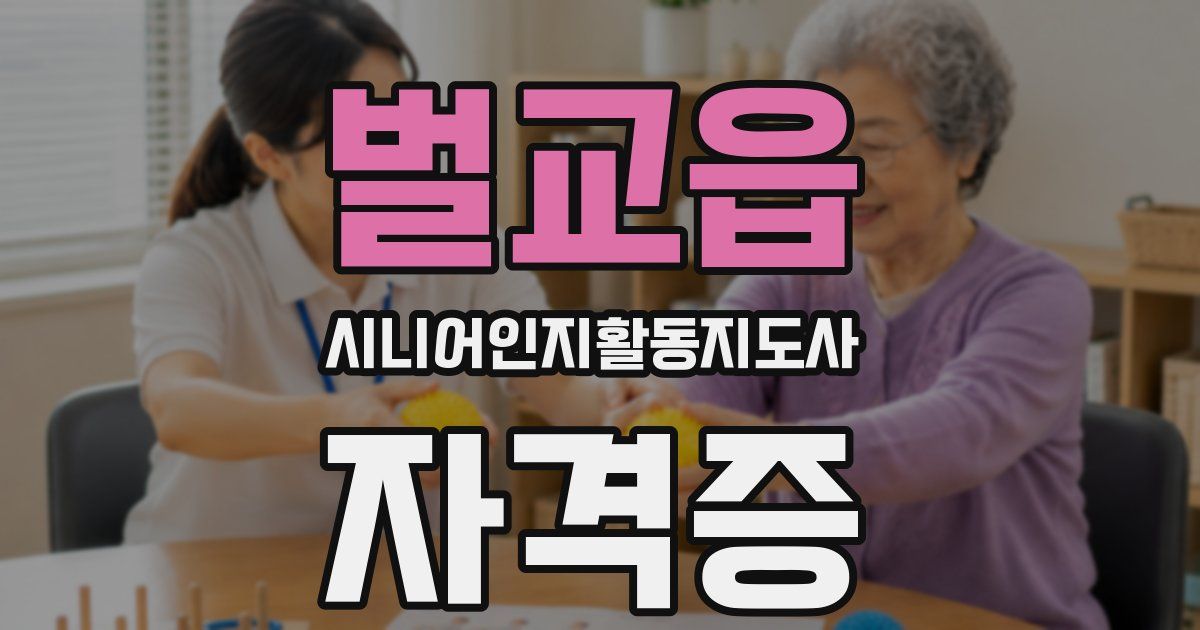 벌교읍 시니어인지활동지도사 자격증
