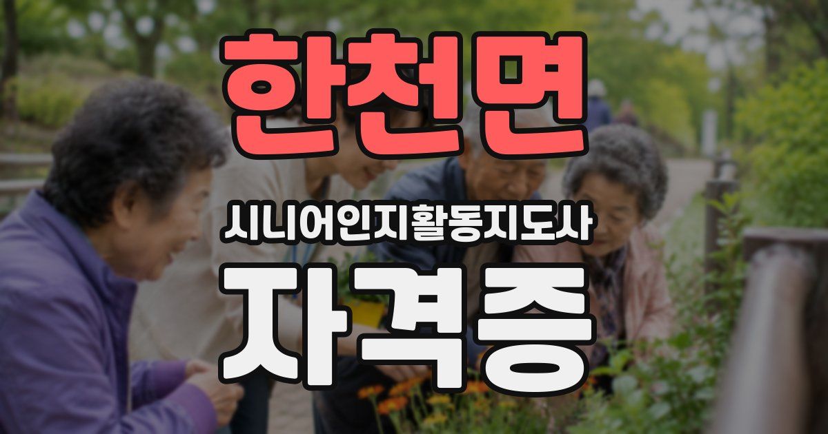 한천면 시니어인지활동지도사 자격증