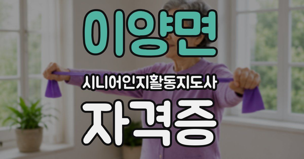 이양면 시니어인지활동지도사 자격증