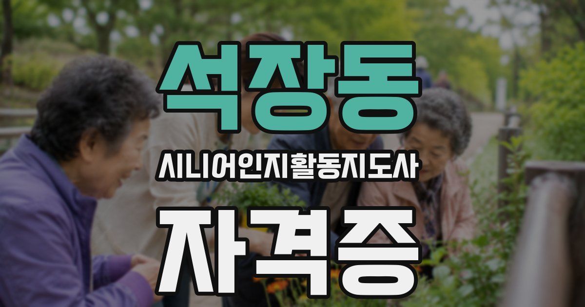 석장동 시니어인지활동지도사 자격증
