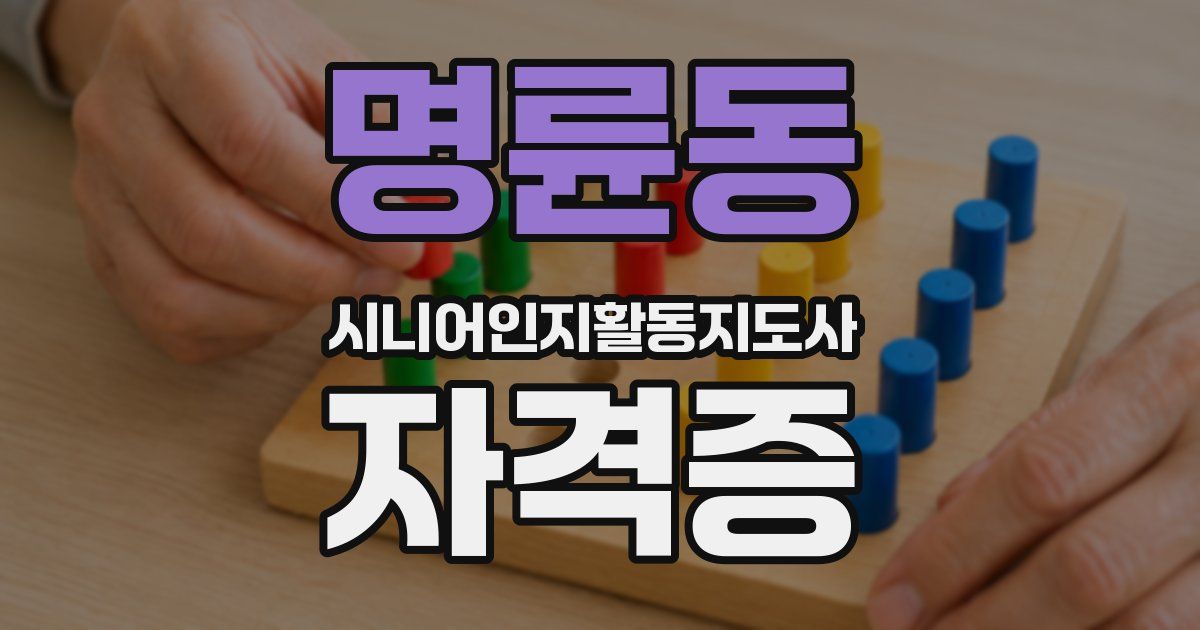 명륜동 시니어인지활동지도사 자격증