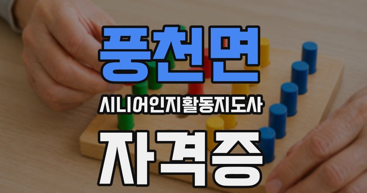 풍천면 시니어인지활동지도사 자격증