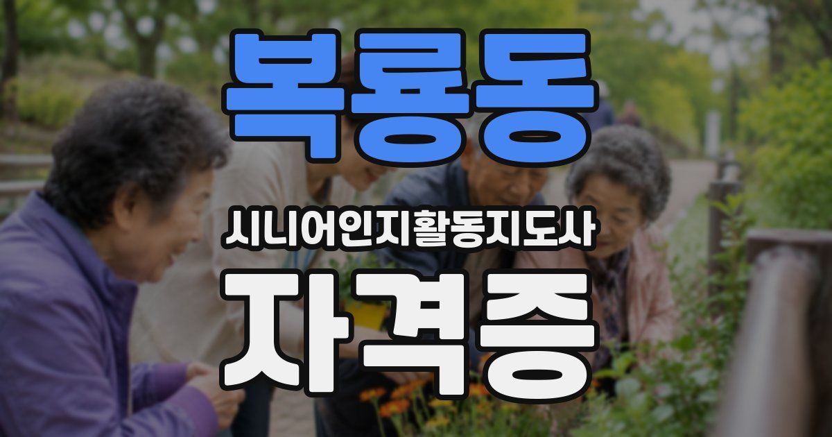 복룡동 시니어인지활동지도사 자격증