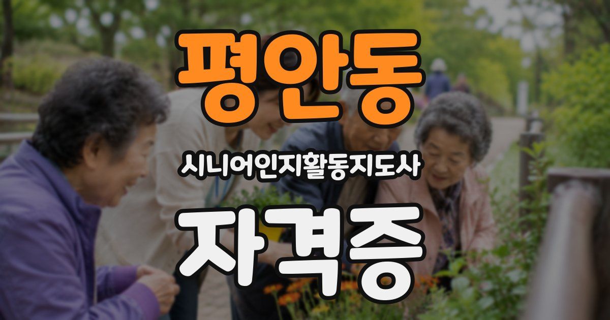평안동 시니어인지활동지도사 자격증