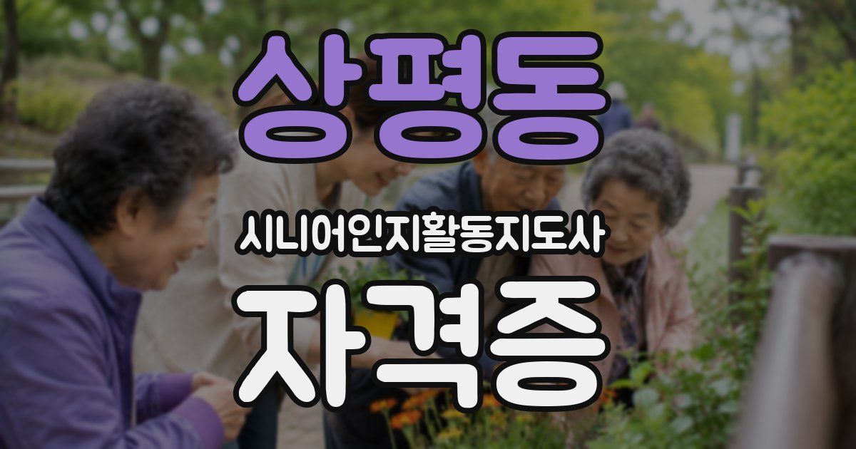 상평동 시니어인지활동지도사 자격증