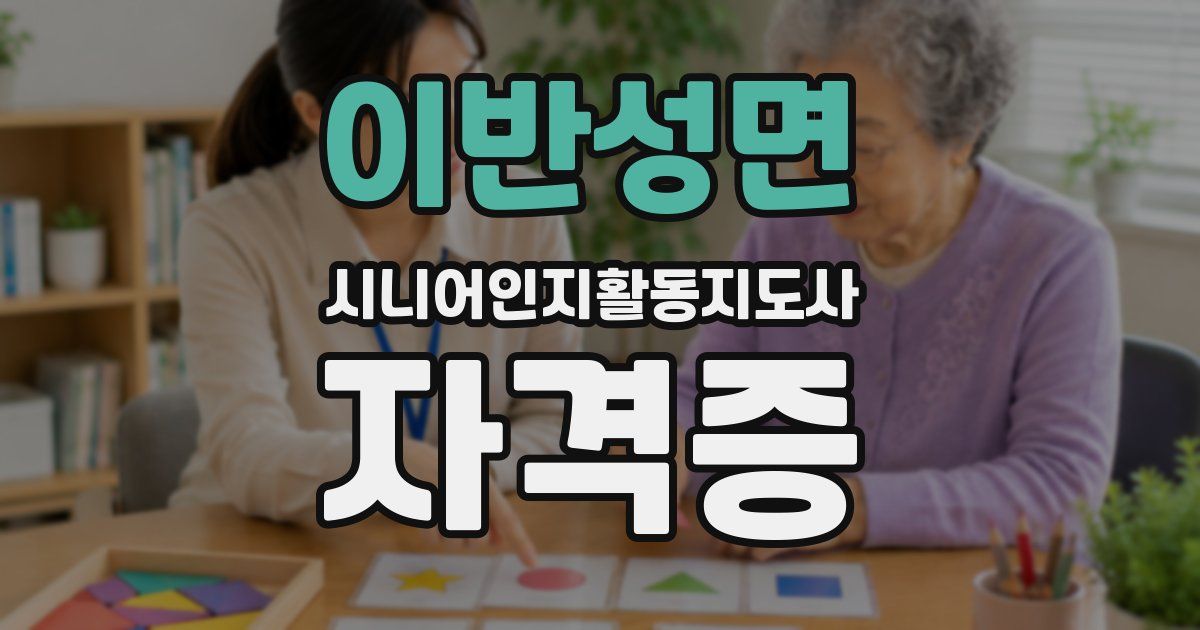 이반성면 시니어인지활동지도사 자격증
