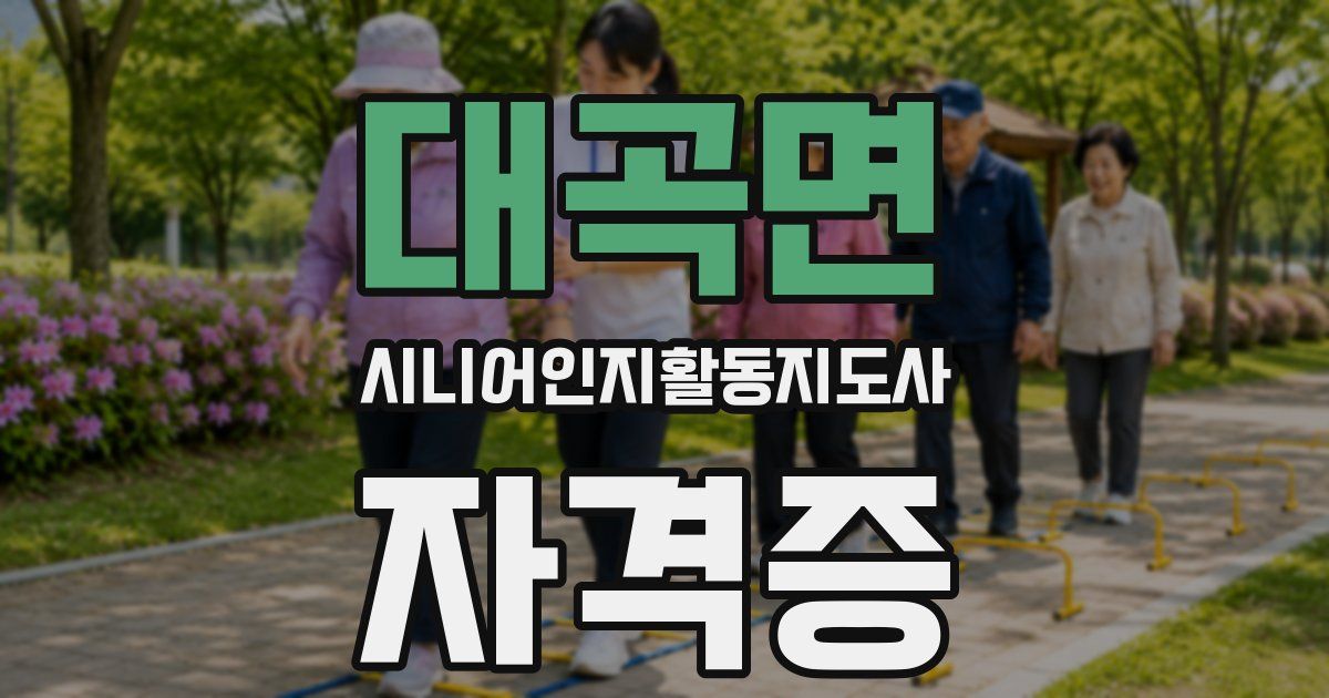 대곡면 시니어인지활동지도사 자격증