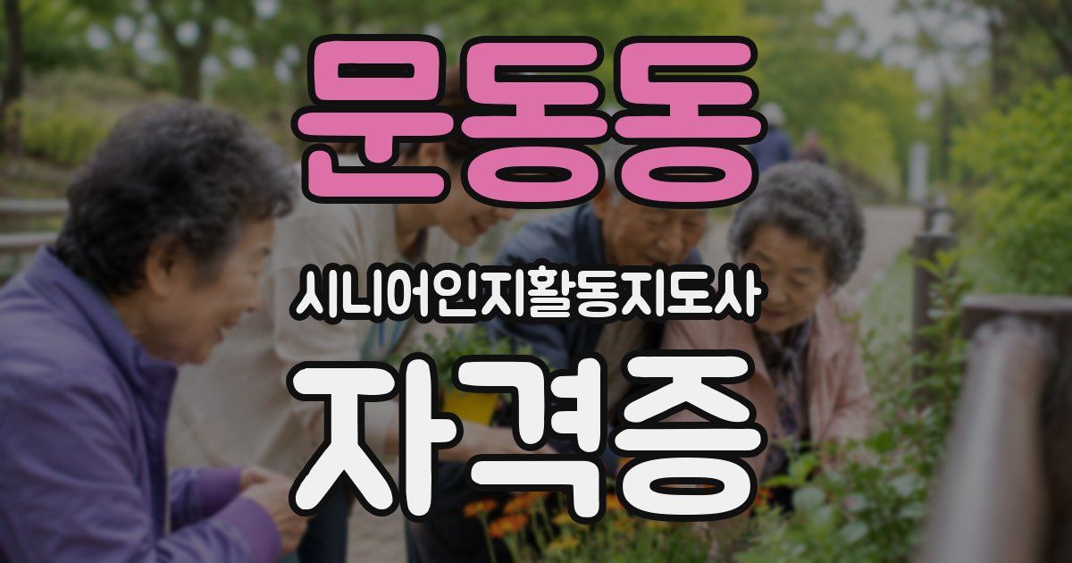 문동동 시니어인지활동지도사 자격증