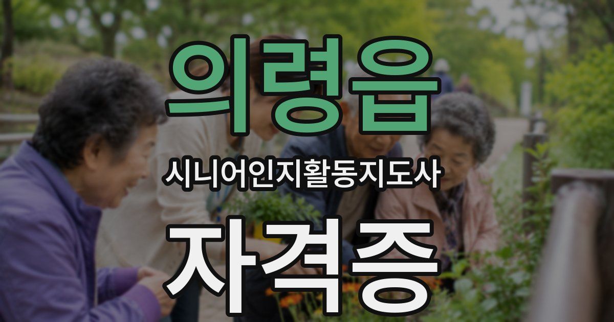 의령읍 시니어인지활동지도사 자격증