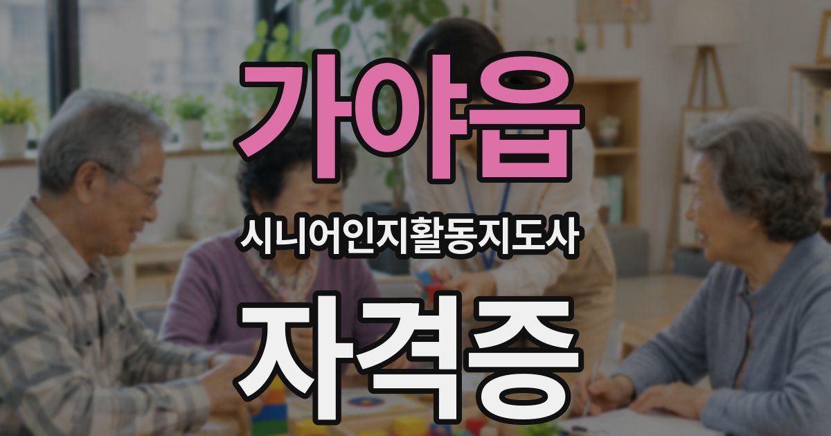 가야읍 시니어인지활동지도사 자격증