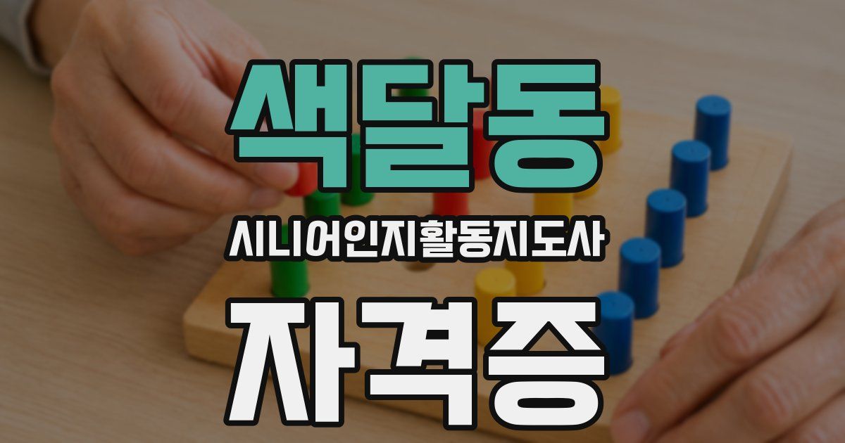 색달동 시니어인지활동지도사 자격증