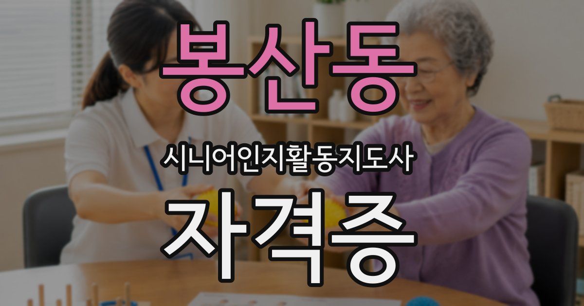 봉산동 시니어인지활동지도사 자격증