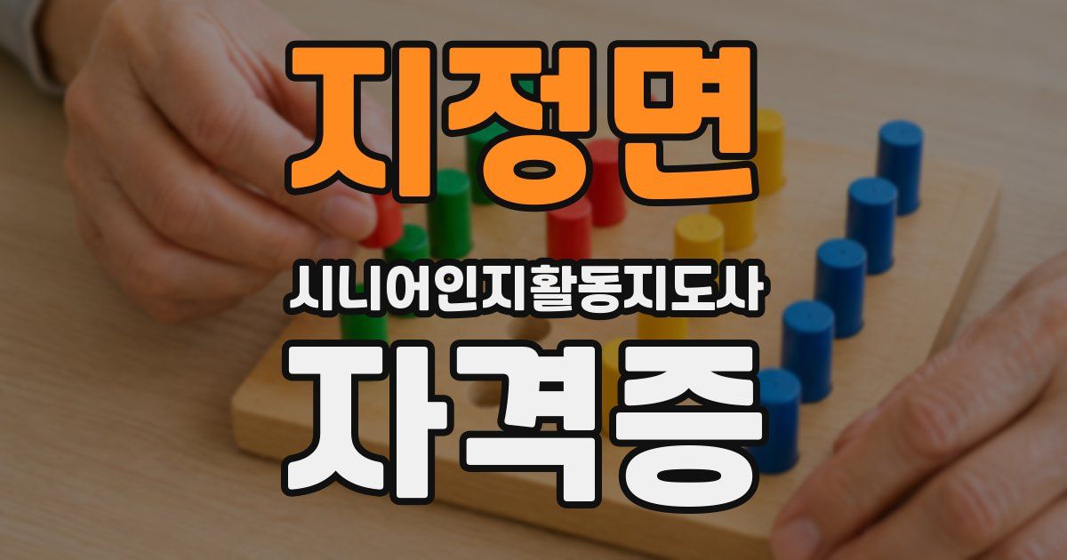 지정면 시니어인지활동지도사 자격증