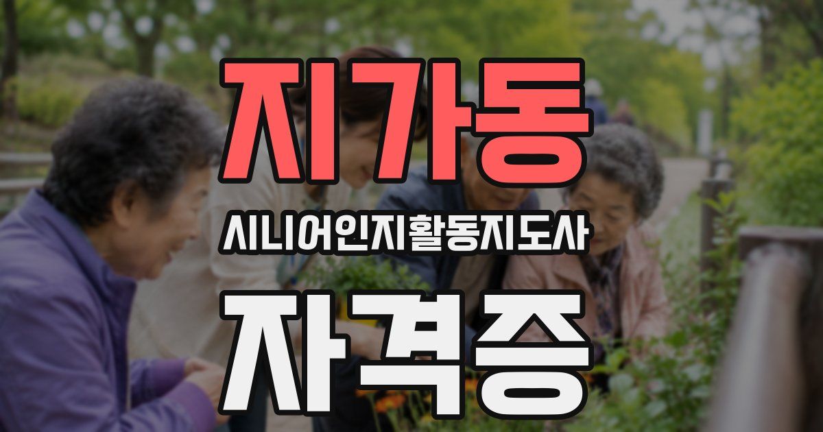 지가동 시니어인지활동지도사 자격증