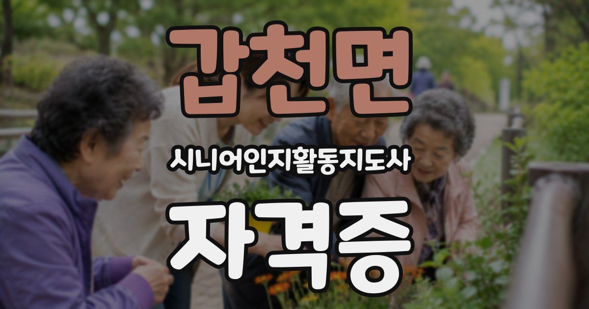 갑천면 시니어인지활동지도사 자격증