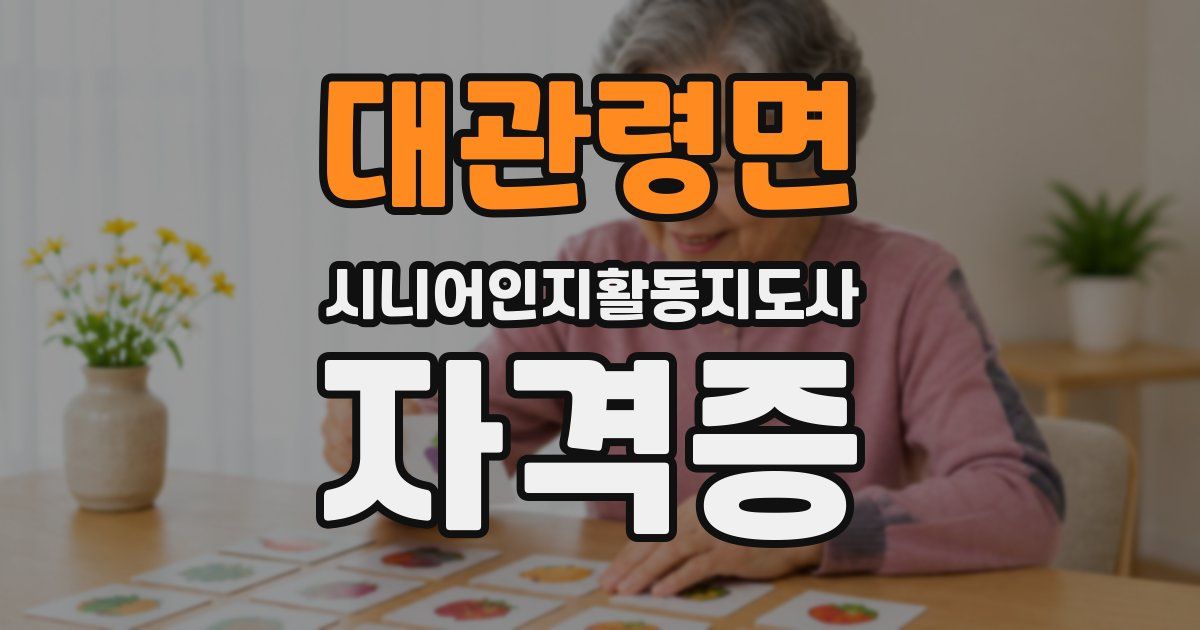 대관령면 시니어인지활동지도사 자격증