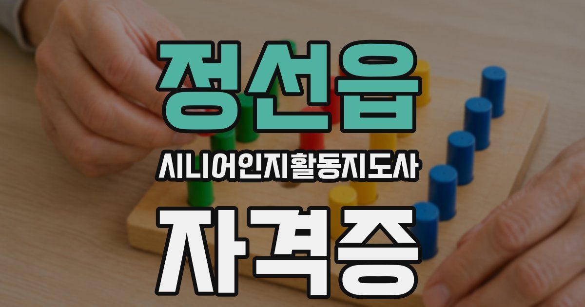 정선읍 시니어인지활동지도사 자격증