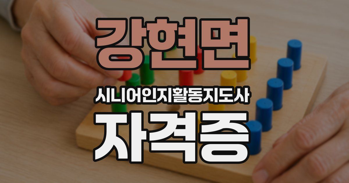 강현면 시니어인지활동지도사 자격증