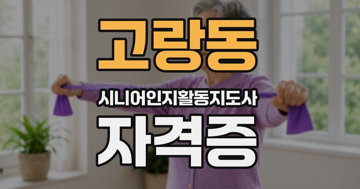 고랑동 시니어인지활동지도사 자격증