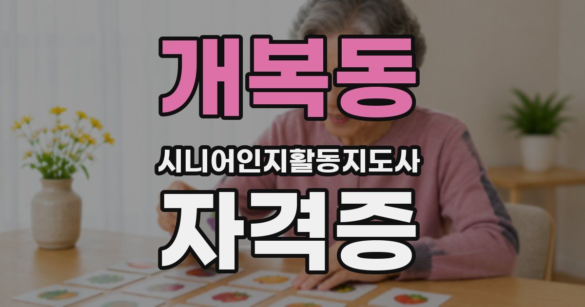 개복동 시니어인지활동지도사 자격증