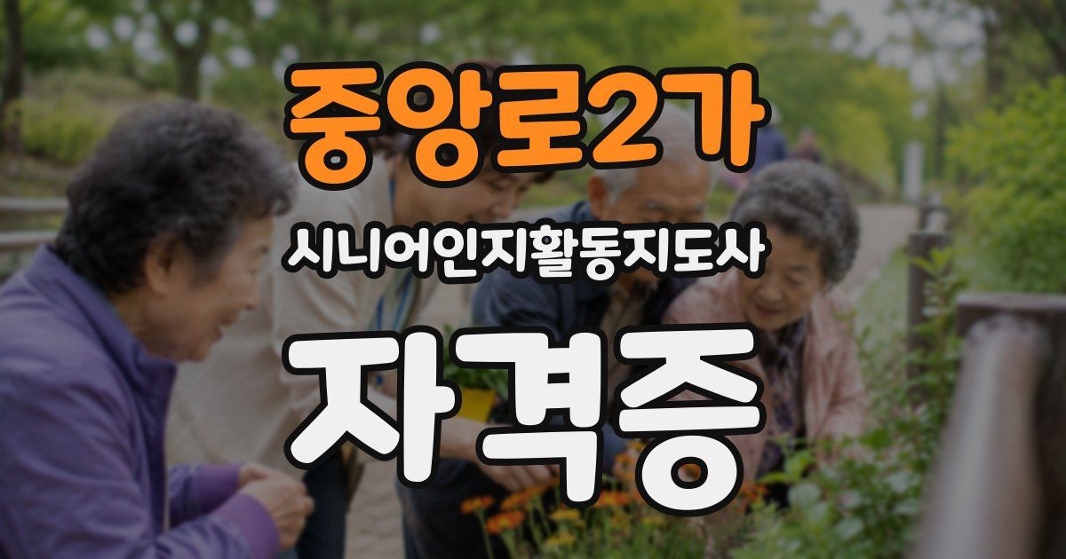 중앙로2가 시니어인지활동지도사 자격증