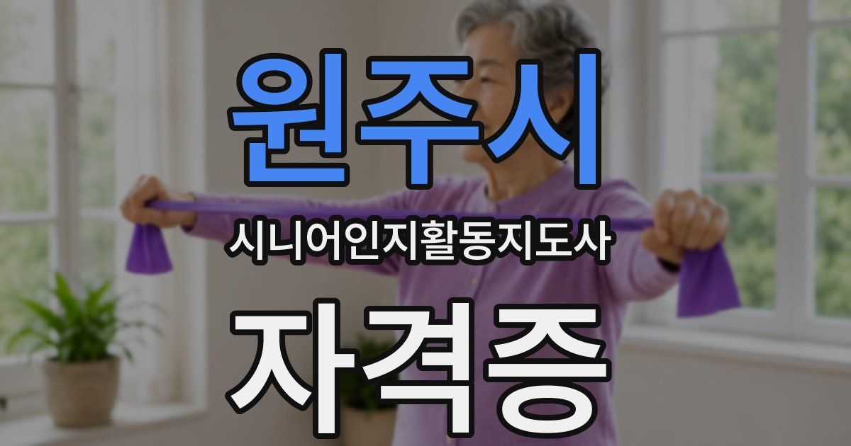 원주시 시니어인지활동지도사 자격증