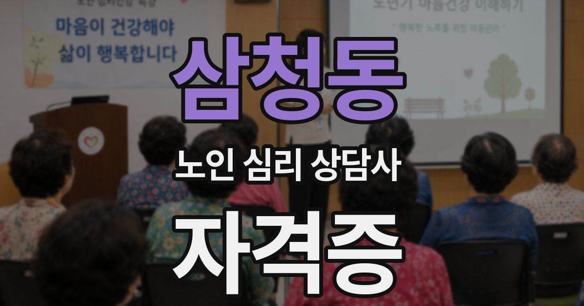 삼청동 노인 심리 상담사 자격증