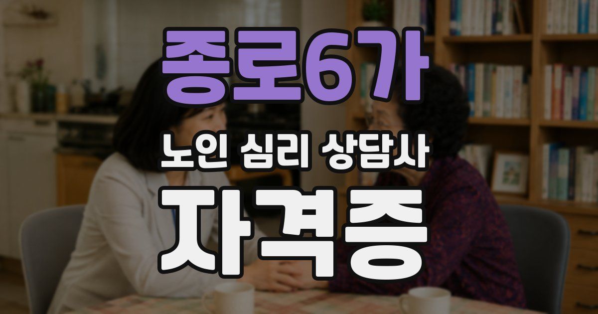 종로6가 노인 심리 상담사 자격증