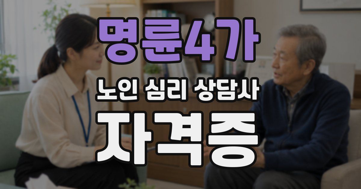 명륜4가 노인 심리 상담사 자격증