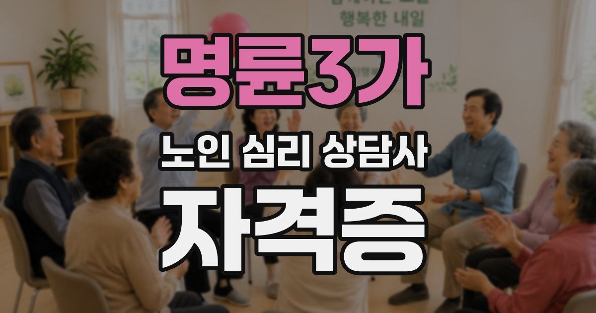 명륜3가 노인 심리 상담사 자격증