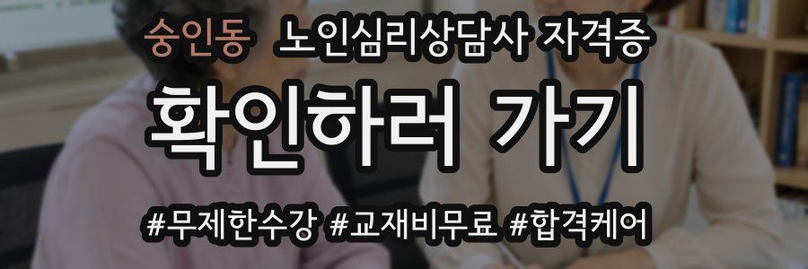 숭인동 노인 심리 상담사 자격증