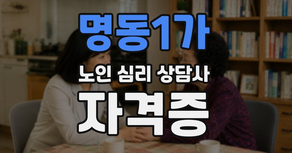 명동1가 노인 심리 상담사 자격증