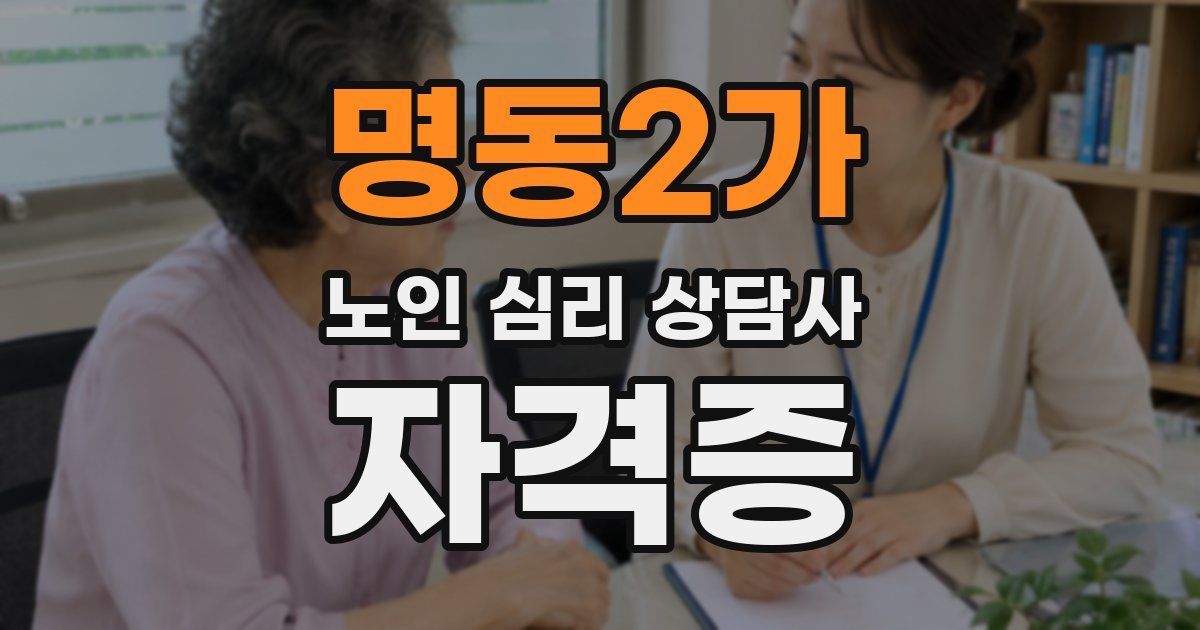 명동2가 노인 심리 상담사 자격증