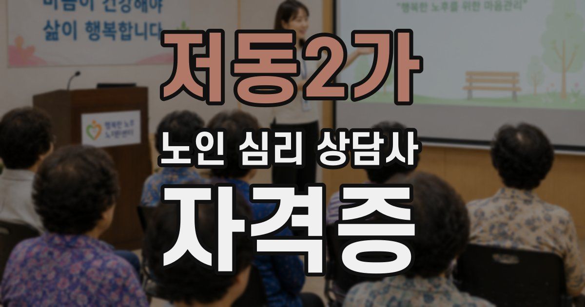 저동2가 노인 심리 상담사 자격증