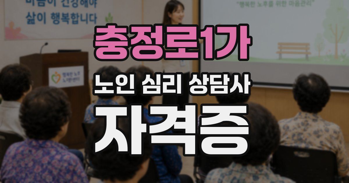 충정로1가 노인 심리 상담사 자격증