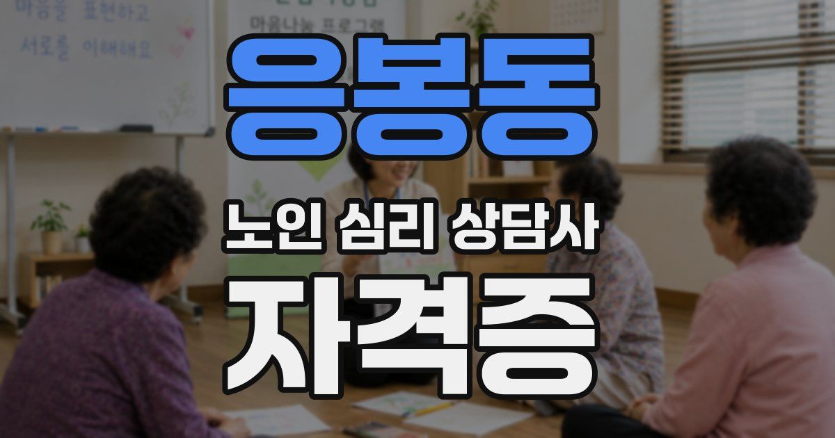 응봉동 노인 심리 상담사 자격증