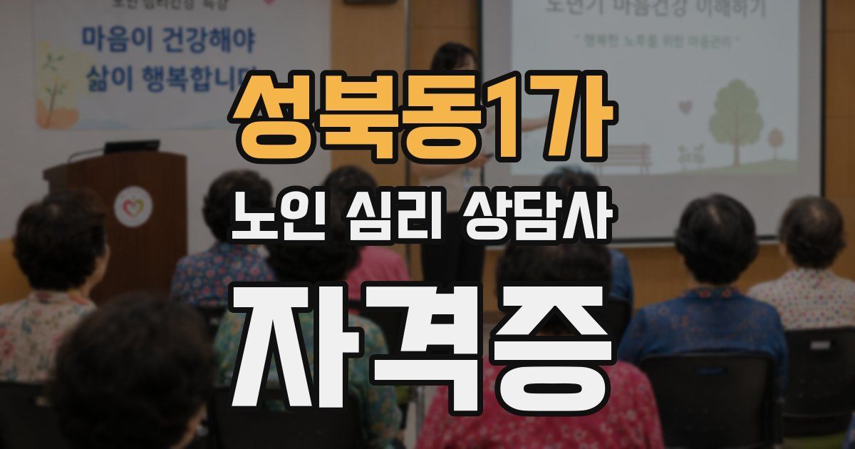 성북동1가 노인 심리 상담사 자격증