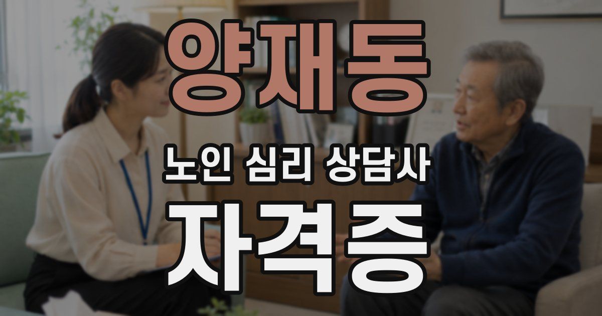 양재동 노인 심리 상담사 자격증