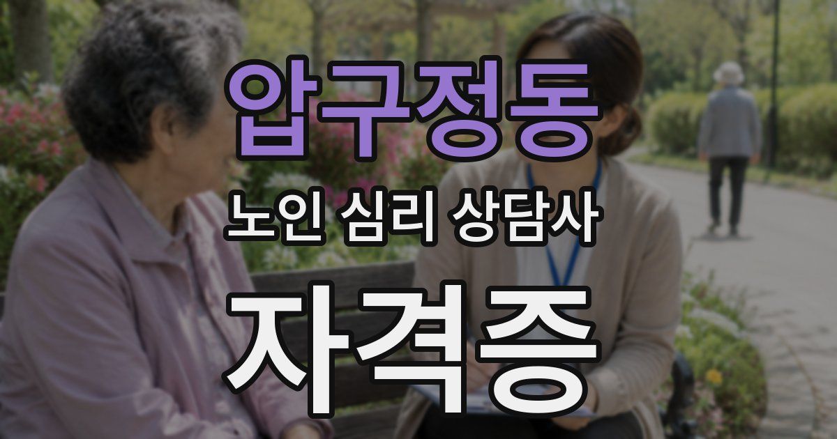 압구정동 노인 심리 상담사 자격증