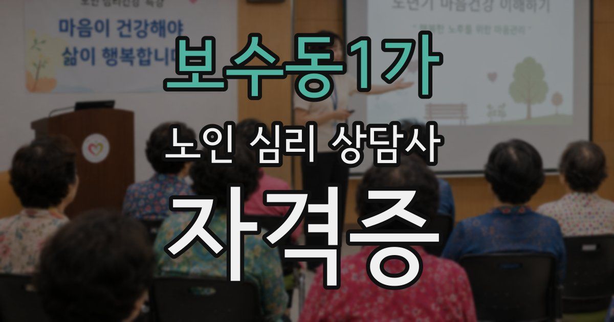 보수동1가 노인 심리 상담사 자격증