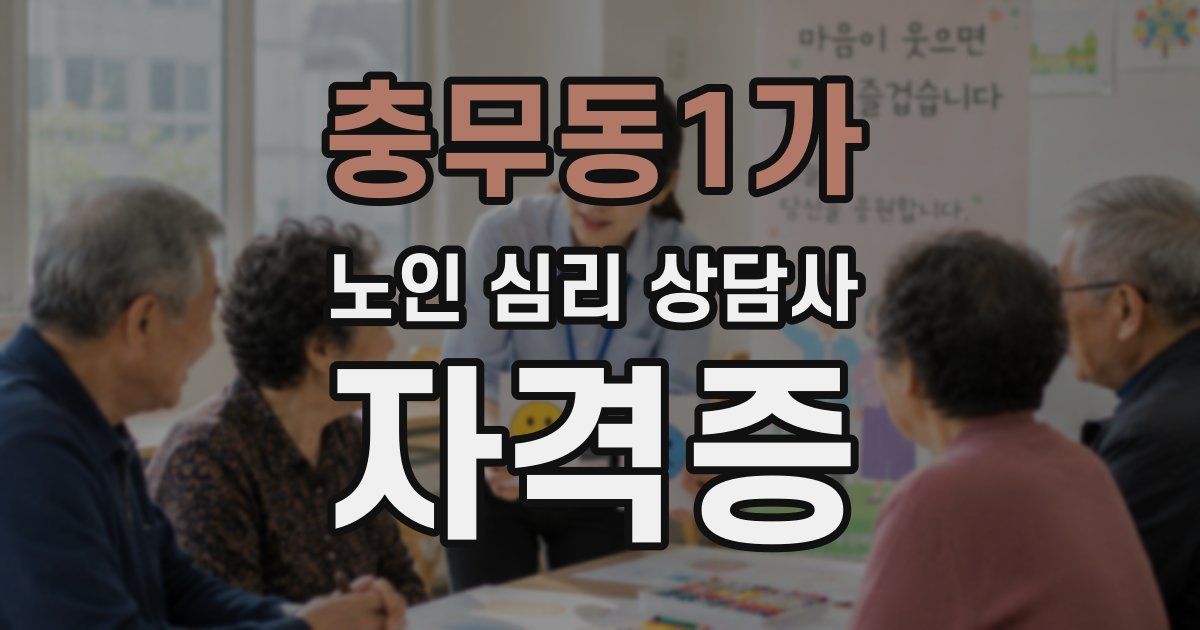 충무동1가 노인 심리 상담사 자격증